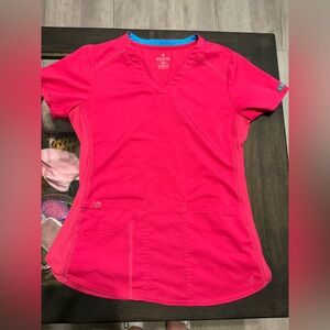 Med Couture Hot Pink V-Neck Short Sleeve Top
